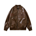 Halo Faux-Leather Leather Relaxed Varsity Jacket