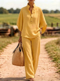Flow Linen Wide-Leg Two-Piece Set