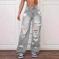 Indigo Ripped Washed Straight Jeans