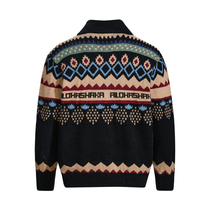 Atlas Men's Retro Jacquard Cardigan