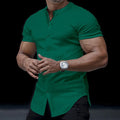 Metro Men's Stand-Collar Solid Henley Shirt