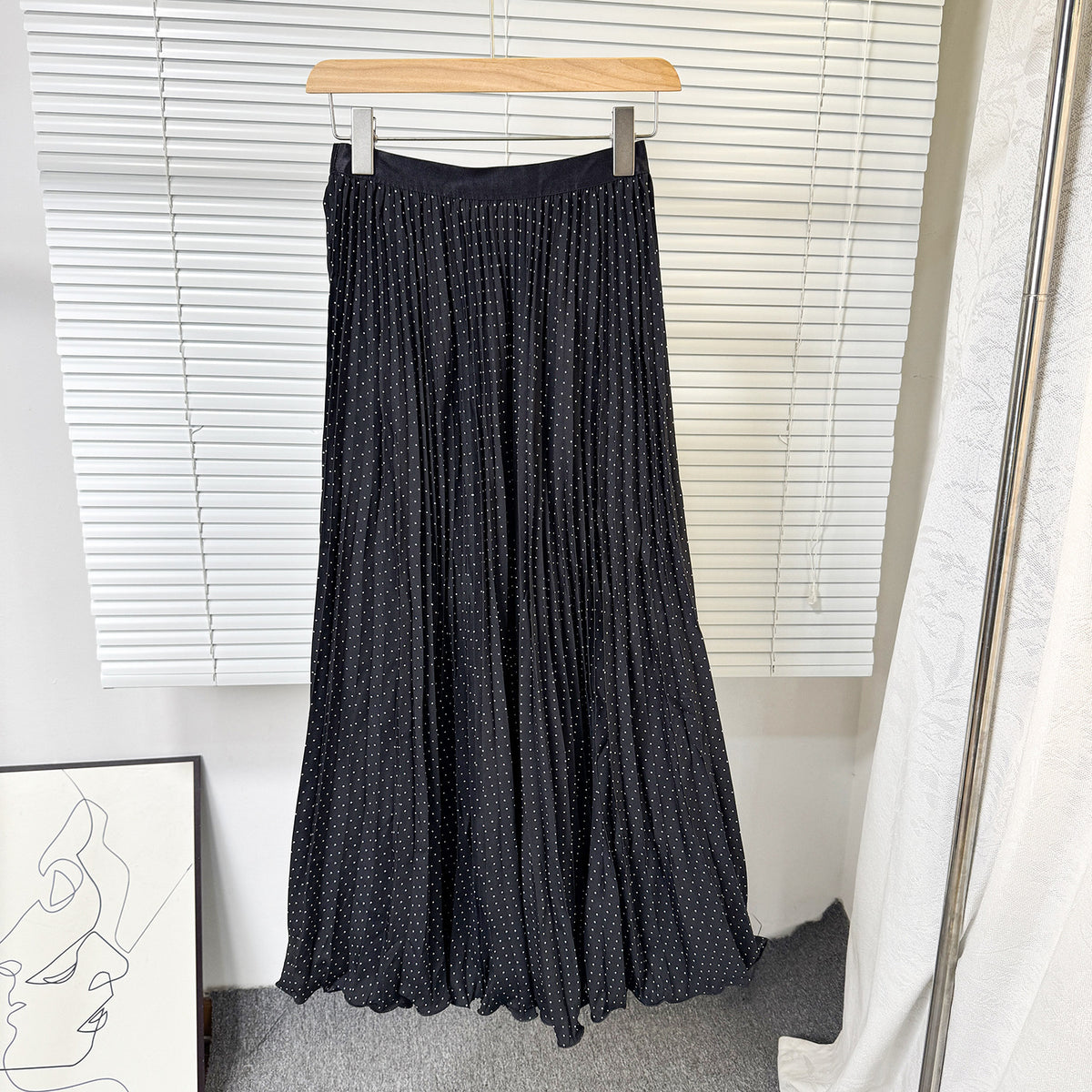 Sway Pleated Polka-Dot Skirt