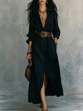 Nova Long V-Neck Shirt Dress