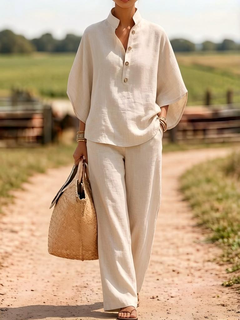 Flow Linen Wide-Leg Two-Piece Set