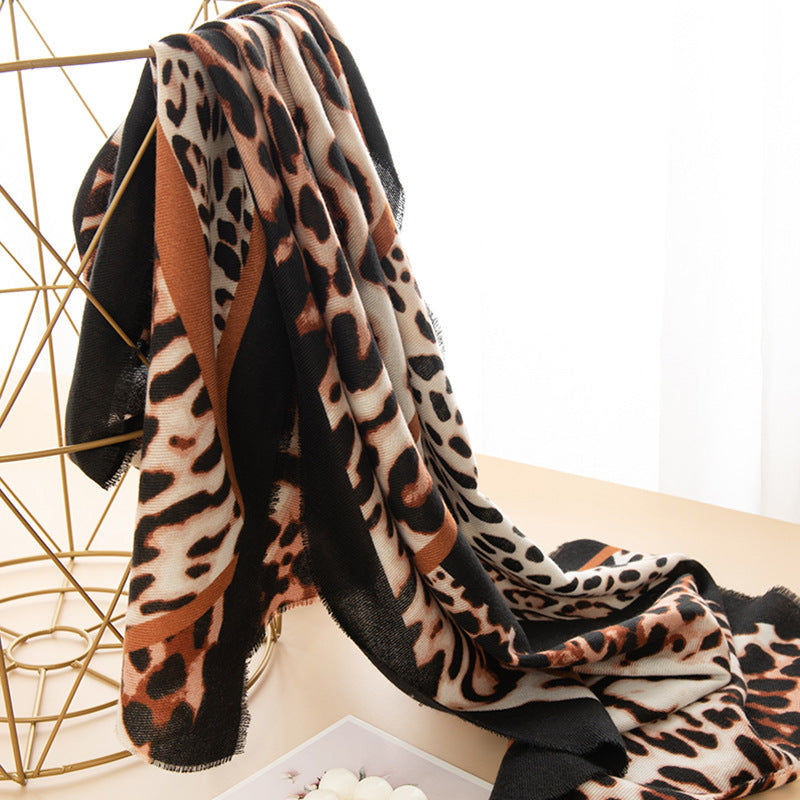 Ember Cashmere Leopard Printed Scarf