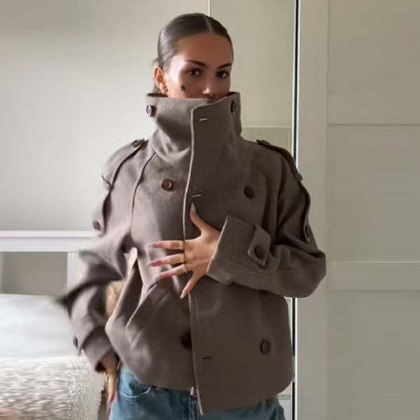 Lumen Short Stand-Collar Trench Coat
