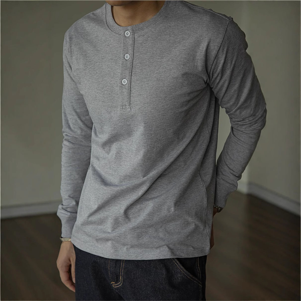 Metro Men's Cotton Slim Retro Henley Shirt