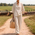 Flow Linen Wide-Leg Two-Piece Set