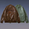 Halo Faux-Leather Leather Relaxed Varsity Jacket