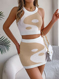 Sera Bexley Cropped Bodycon Colour-Block Knit Set