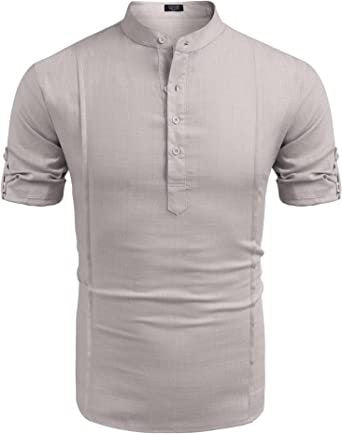 Metro Men's Linen Short-Sleeve Henley Shirt