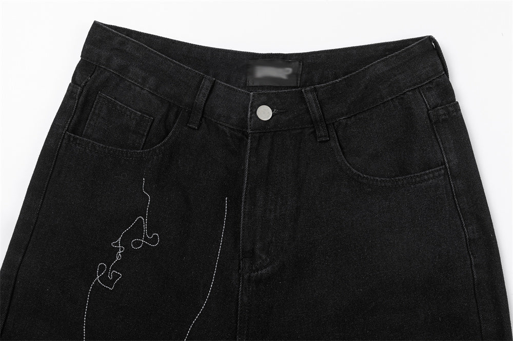 Indigo Men's Embroidered Straight Jeans