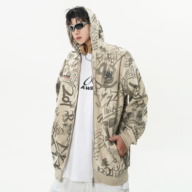 District Men's Graffiti Printed Hoodie