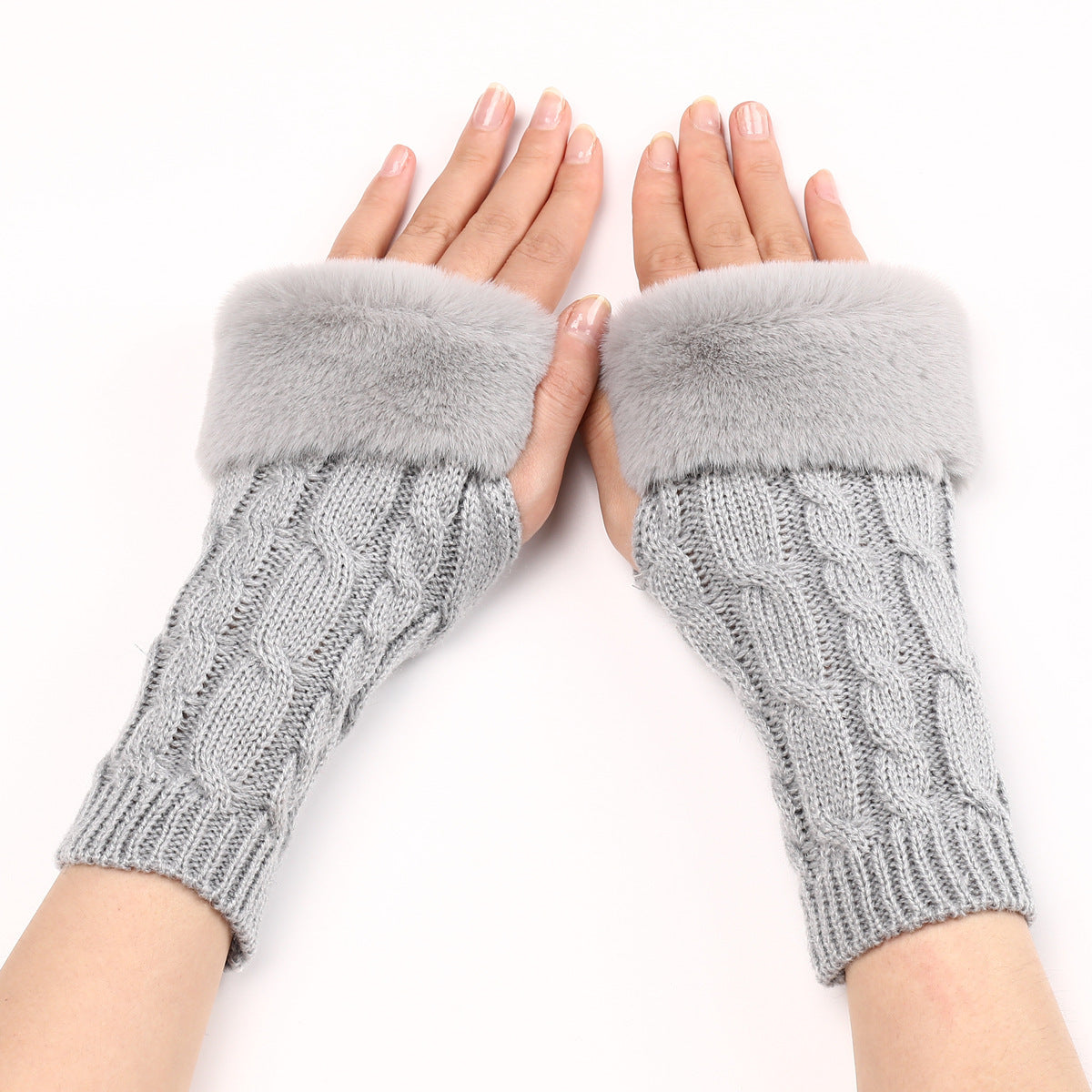 Ember Wool Cable-Knit Knit Arm Warmers