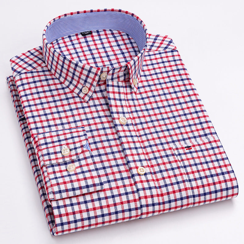 Metro Men's Cotton Long-Sleeve Plaid Shirt