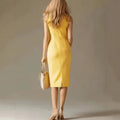 Nova Stand-Collar Contrast Midi Dress