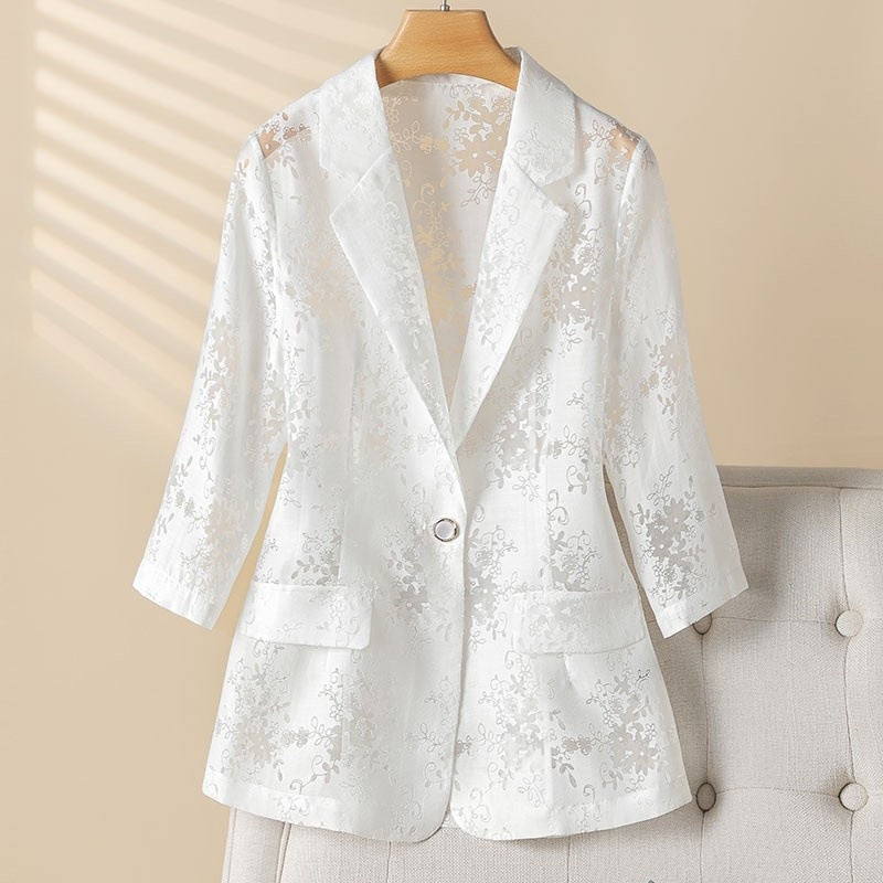 Aurelia Cropped Jacquard Blazer