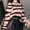 Sway Pleated Striped Sweater