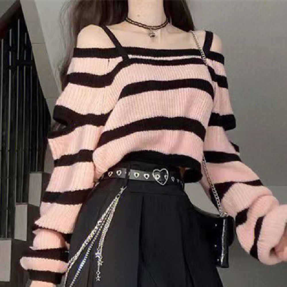 Sway Pleated Striped Sweater