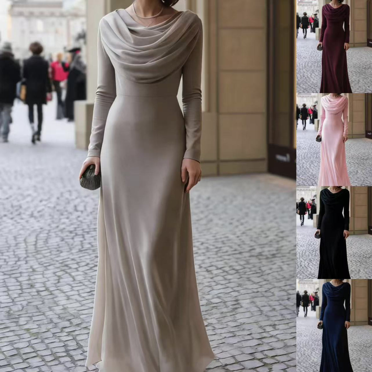 Nova Long-Sleeve Halter Maxi Dress