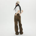 Indigo Relaxed Wide-Leg Leopard Jeans