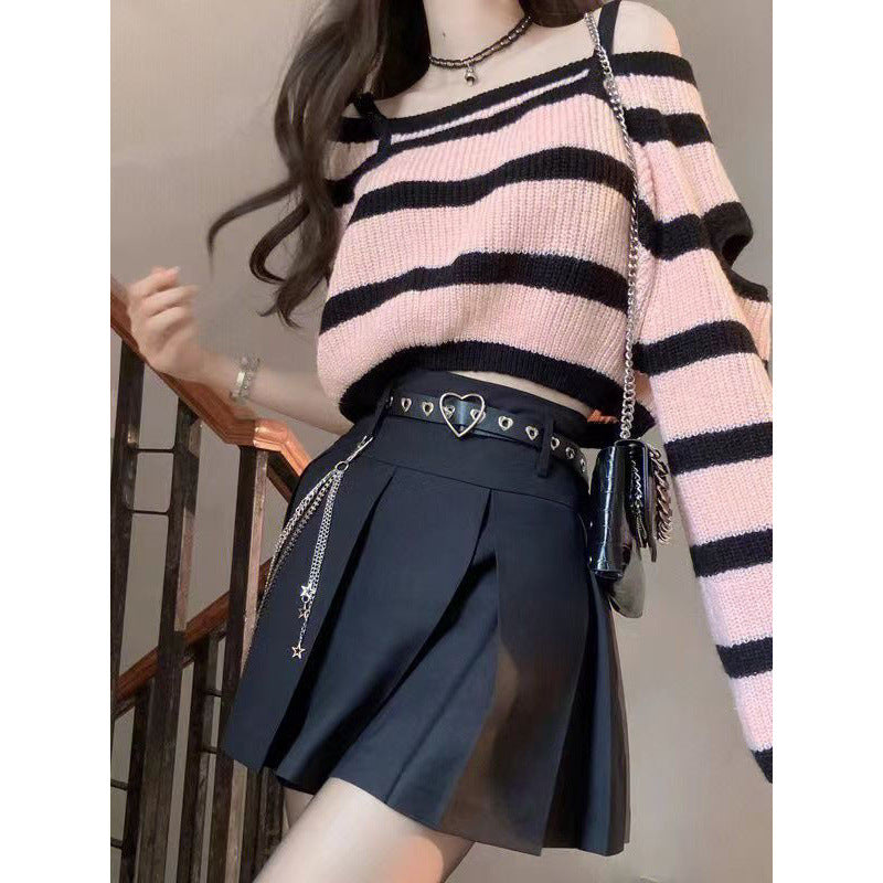 Sway Pleated Striped Sweater