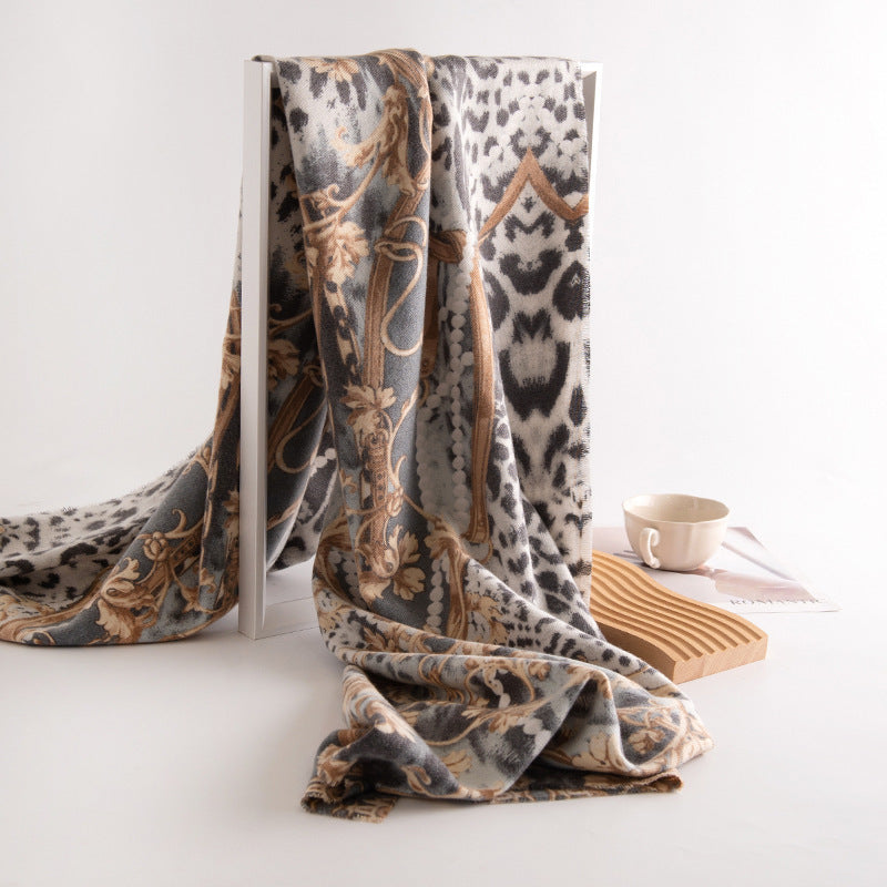 Ember Cashmere Leopard Printed Scarf