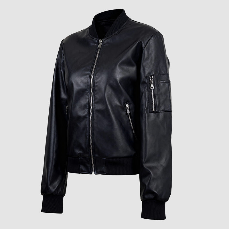 Halo Faux-Leather Leather Cropped Jacket